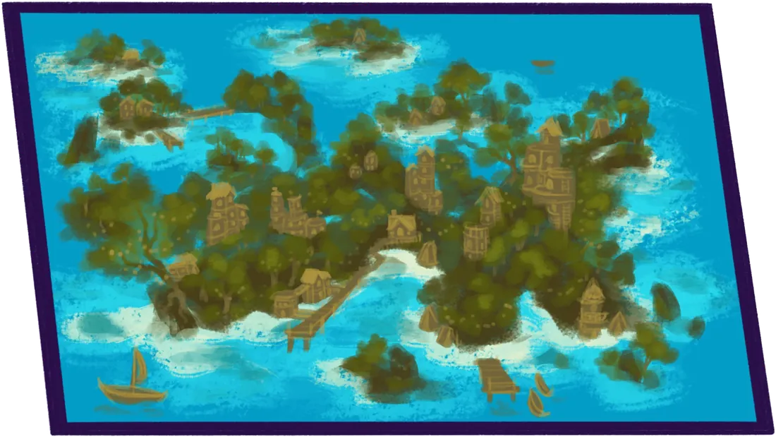 A painted map of the islands of Lamoria